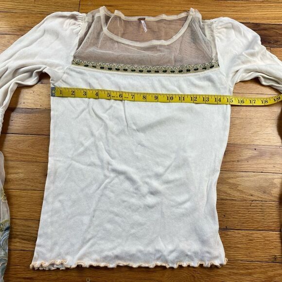 Free People Womens High Tides Knit Blouse, Off-White Size SP - Picture 5 of 10